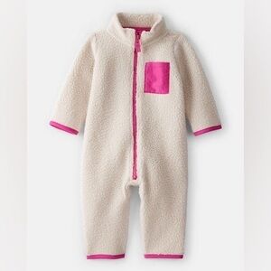 Carter's Cream and Pink Fleece Bodysuit